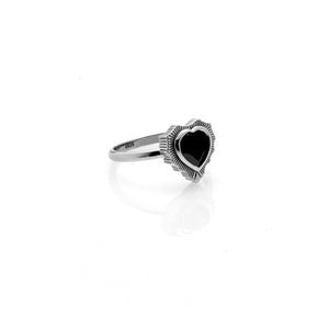 Silk & Steel Jewellery Amour Ring Black Spinel + Silver