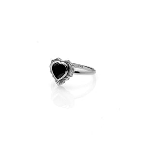 Silk & Steel Jewellery Amour Ring Black Spinel + Silver