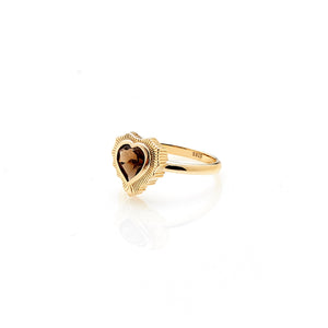 Silk & Steel Jewellery Amour Ring Smokey Quartz + Gold