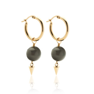 Silk & Steel Jewellery Aurora Hoops Black Onyx + Gold