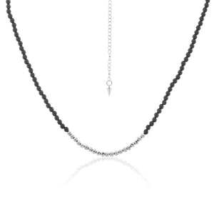 Silk & Steel Jewellery Party At The Front Necklace Black Onyx + Silver