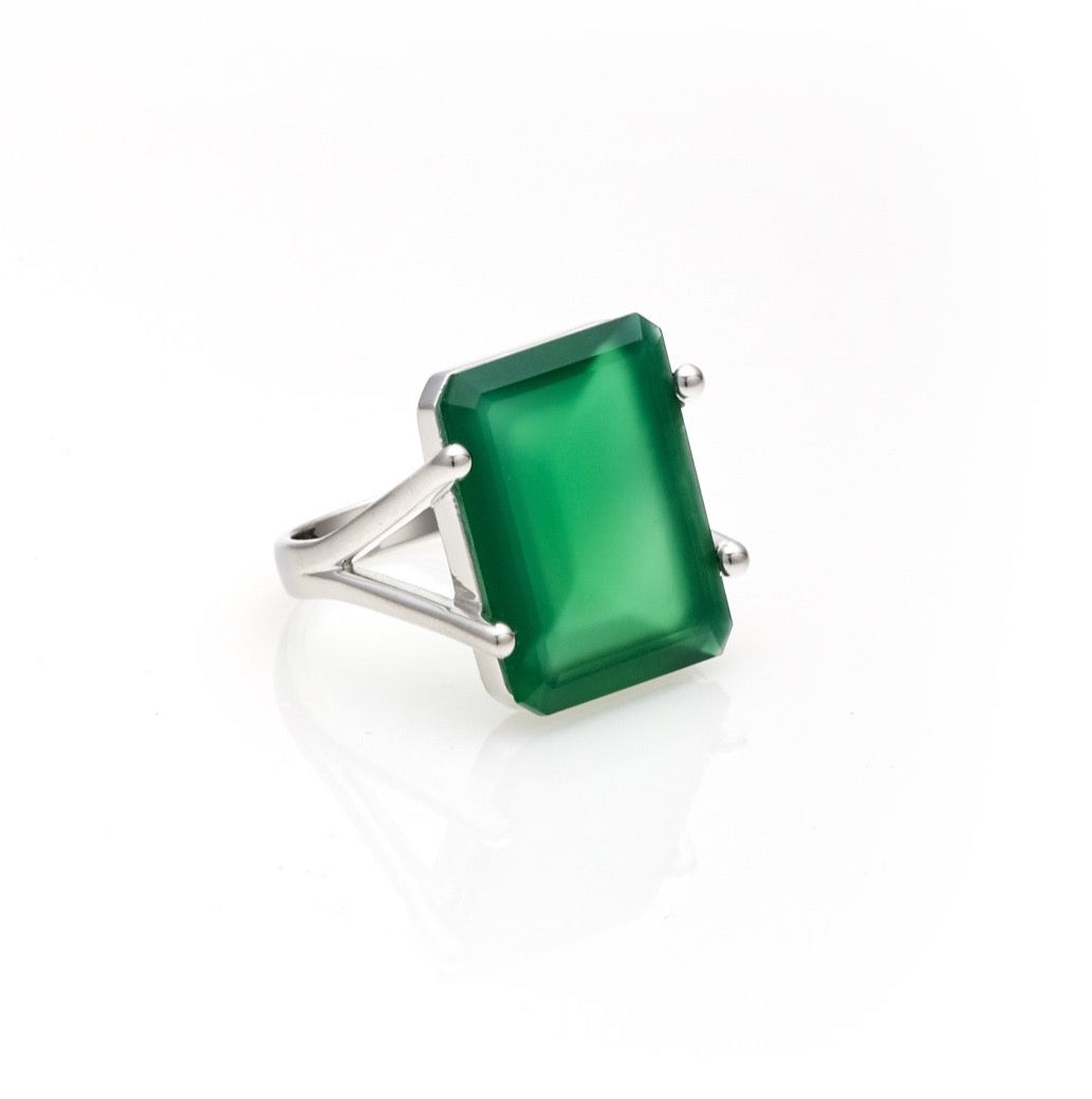 Prima Donna Ring Green Onyx + Silver