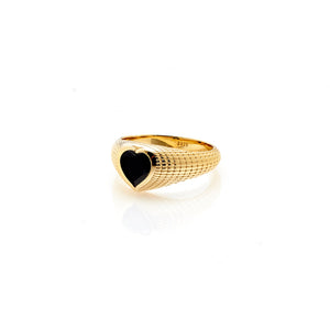 Silk & Steel Jewellery Romantique Signet Ring Black Spinel + Gold