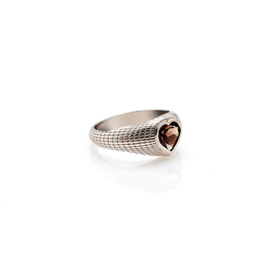Silk & Steel Jewellery Romantique Signet Ring Smokey Quartz + Silver