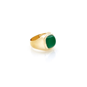 Silk & Steel Heritage Signet Ring Green Onyx + Gold