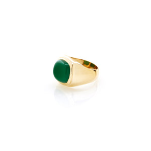 Silk & Steel Heritage Signet Ring Green Onyx + Gold