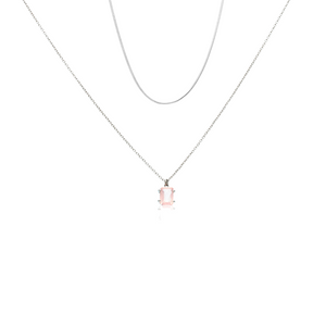 Silk & Steel Jewellery Reverie Necklace Set Rose Quartz Silver