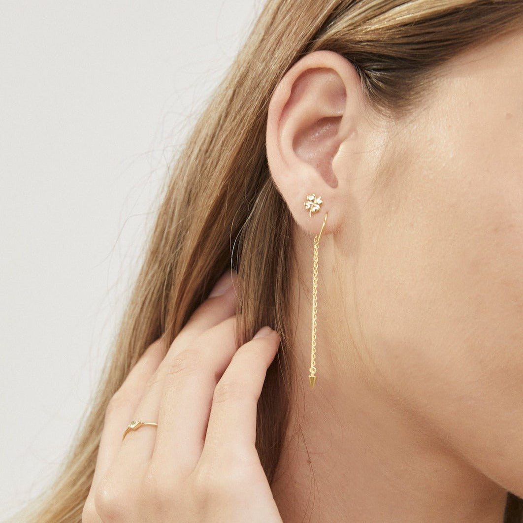 Silk & Steel Jewellery Superfine Spike Thread Earrings Silver