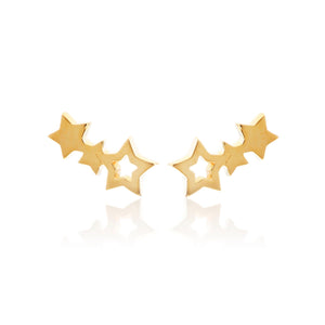 Silk & Steel Jewellery Superfine Star Climber Gold earrings