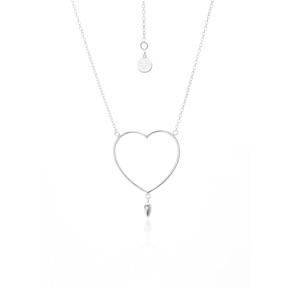 Valentine Silk & Steel Jewellery Lover Heart Necklace Silver