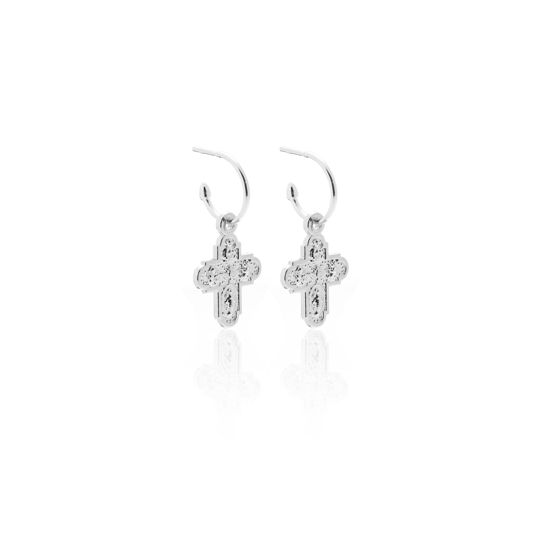 Silk & Steel x Gin Wigmore Superstition Club - O.G. - Silver Cross Hoop Earrings