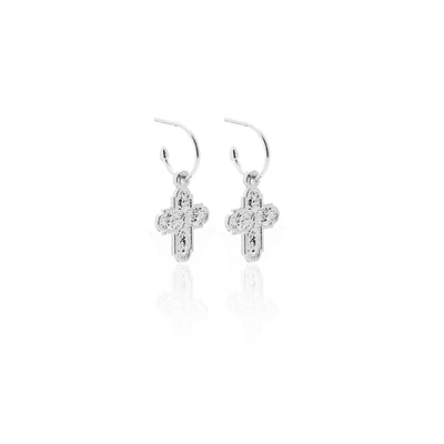 Silk & Steel x Gin Wigmore Superstition Club - O.G. - Silver Cross Hoop Earrings