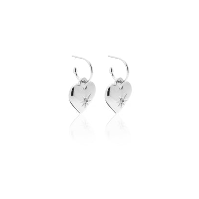 Silk & Steel x Gin Wigmore Superstition Club Cross My Heart - Silver Hoop Earrings