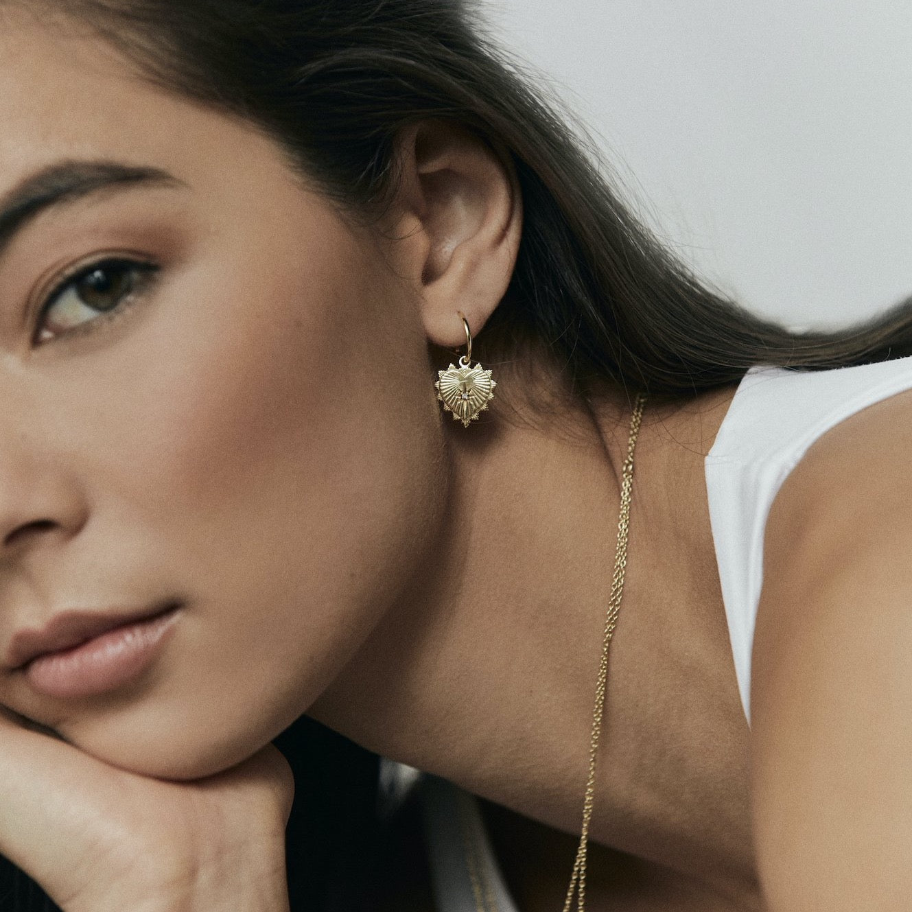 Silk & Steel Jewellery Heart of Love Talisman Earrings Gold Rose Quartz