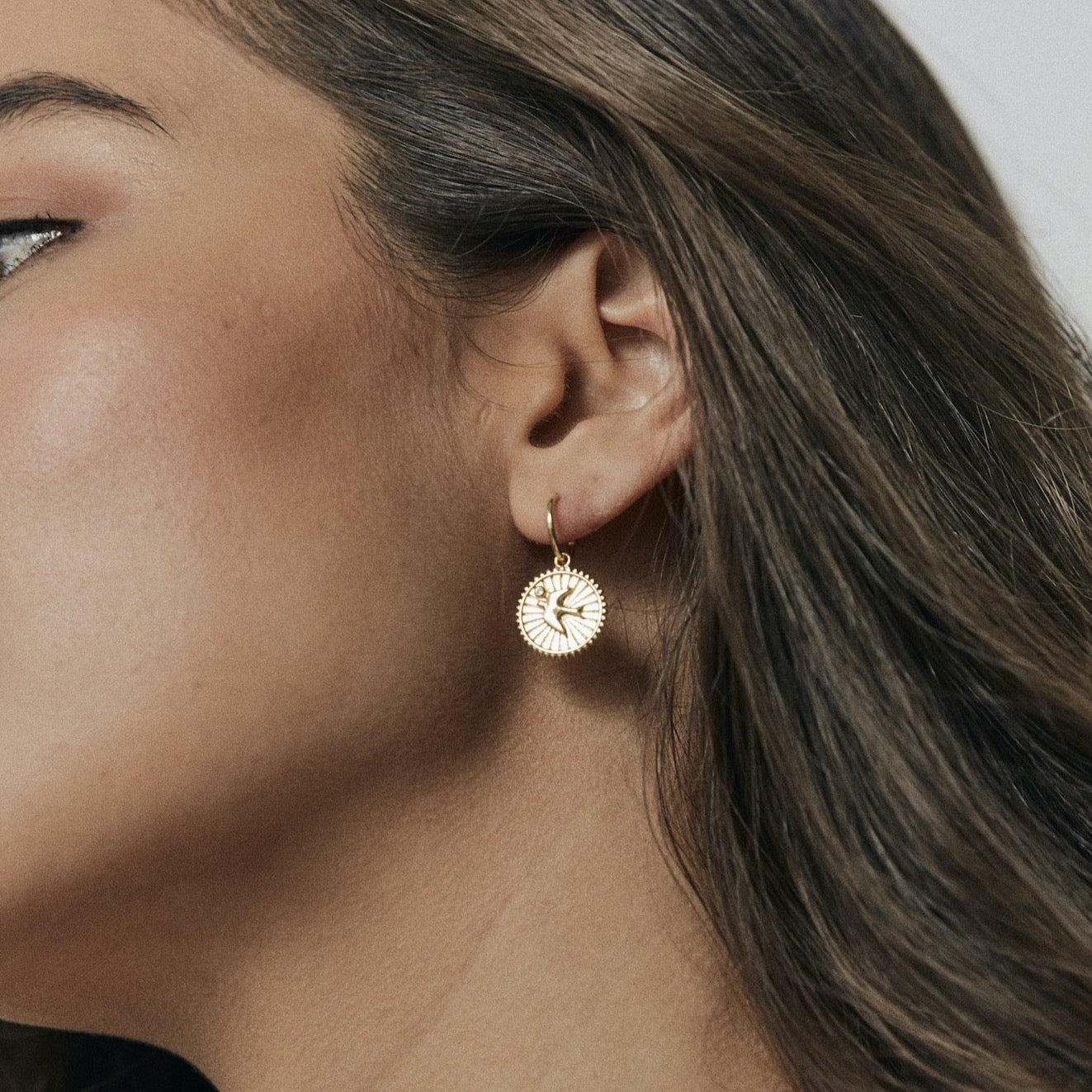 Silk & Steel Jewellery Swallow of Hope Talisman Gold Aquamarine