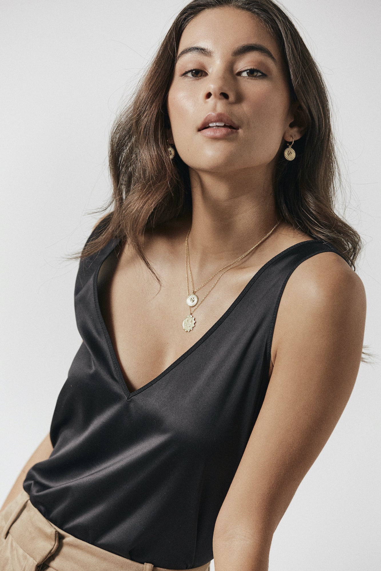 Silk & Steel Jewellery Serpent of Strength Talisman Earrings Gold Black Spinel