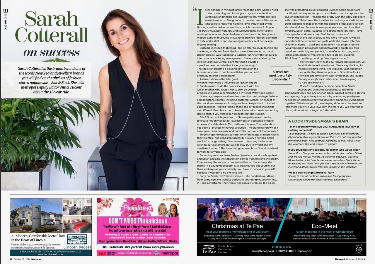 Sarah Cotterall, Silk & Steel Creative Director and Founder, interview in Metropol Magazine