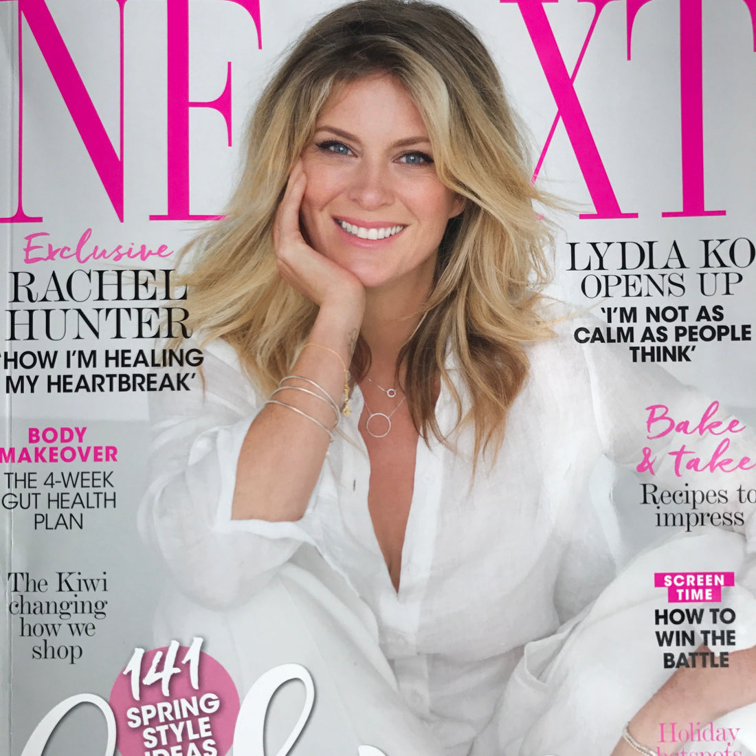 Next Magazine Aug 2017 Rachel Hunter wears Silk&Steel jewellery