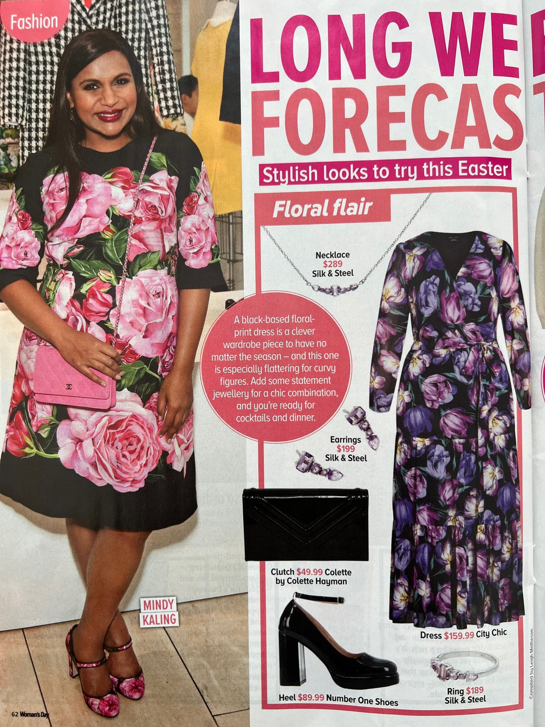 Silk & Steel Jewellery Theia ring, Theia earrings, Theia necklace in brazialian amethyst Woman’s Day Magazine