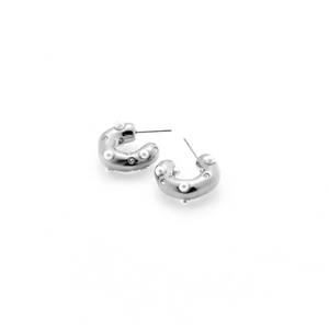 Silk & Steel Jewellery Palermo Hoop Earrings Pearl + Silver