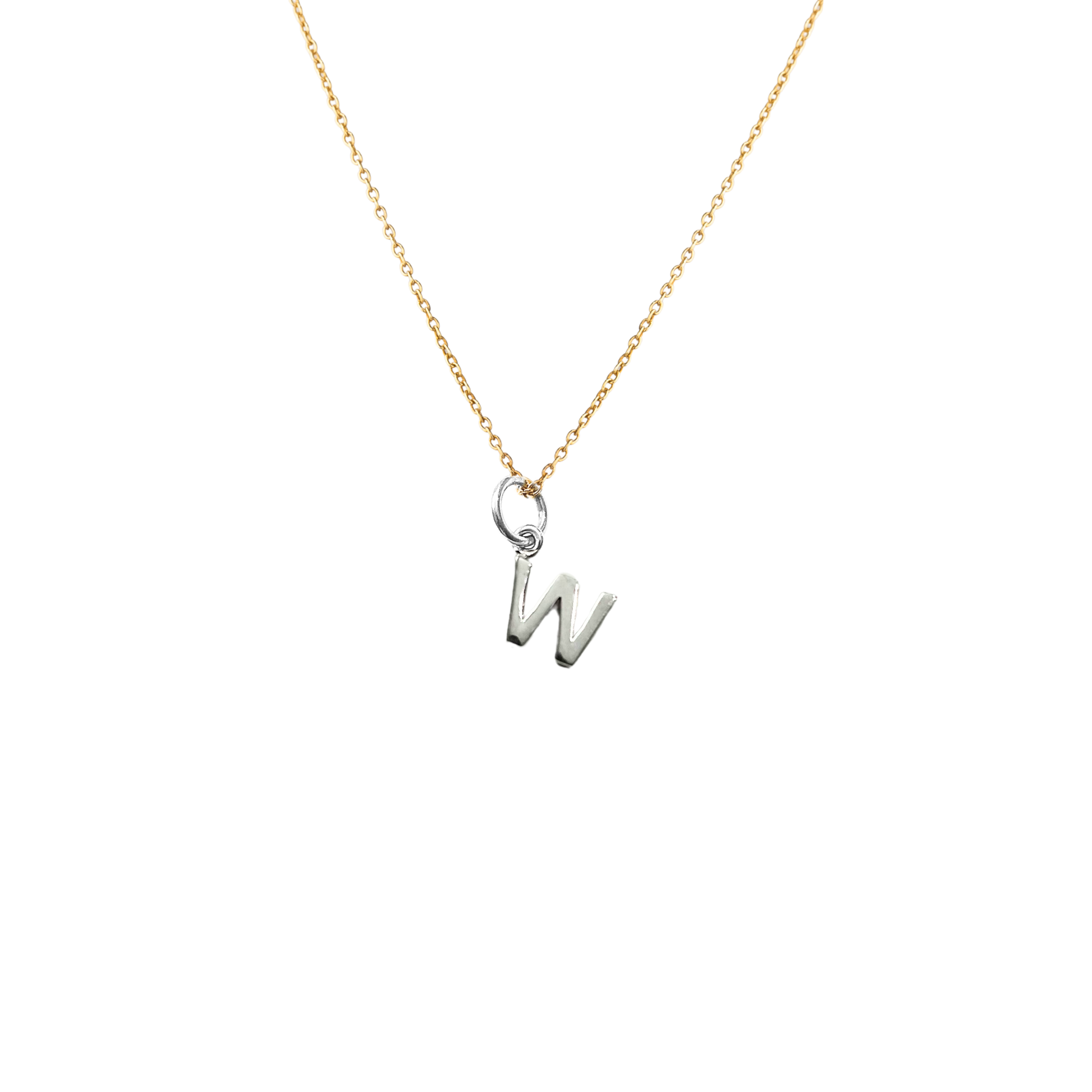 Initial 'W' Necklace Gold + Silver