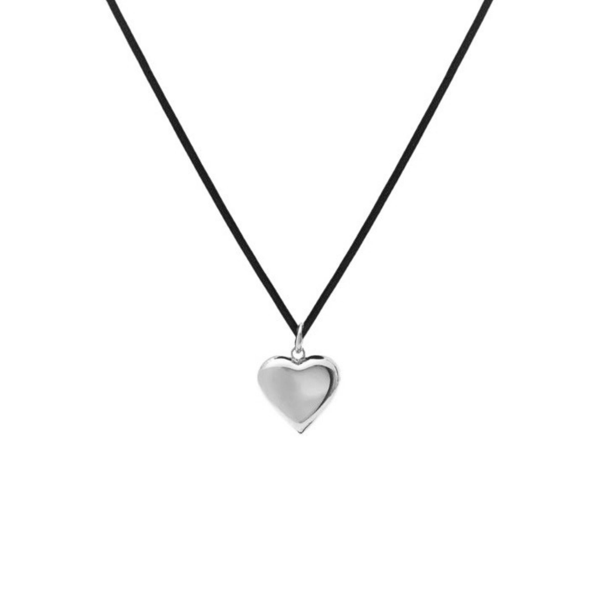 Bisous Cord Necklace Black + Silver
