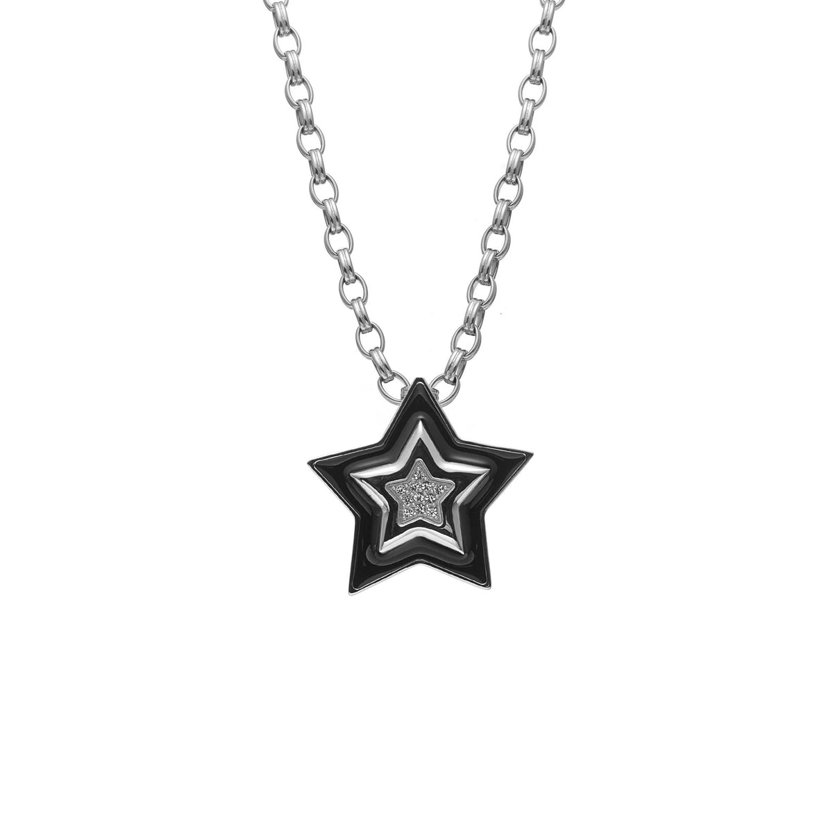 Belcher Link Star Necklace Silver