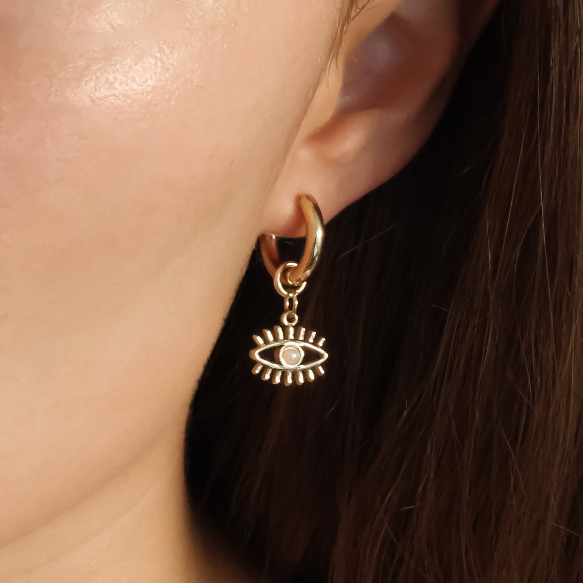 Guardian Hoops Pearl + Gold