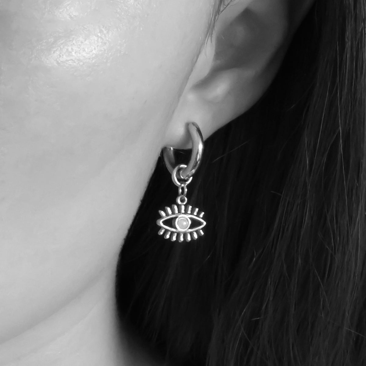 Guardian Hoops Pearl + Silver