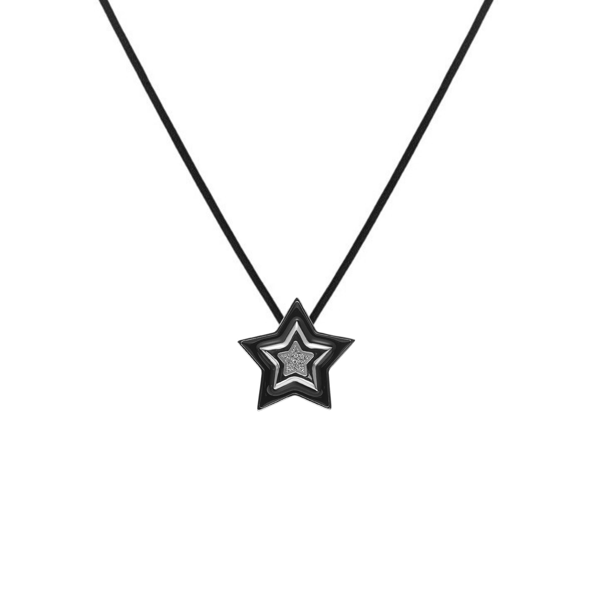 Supernova Cord Necklace Black + Silver