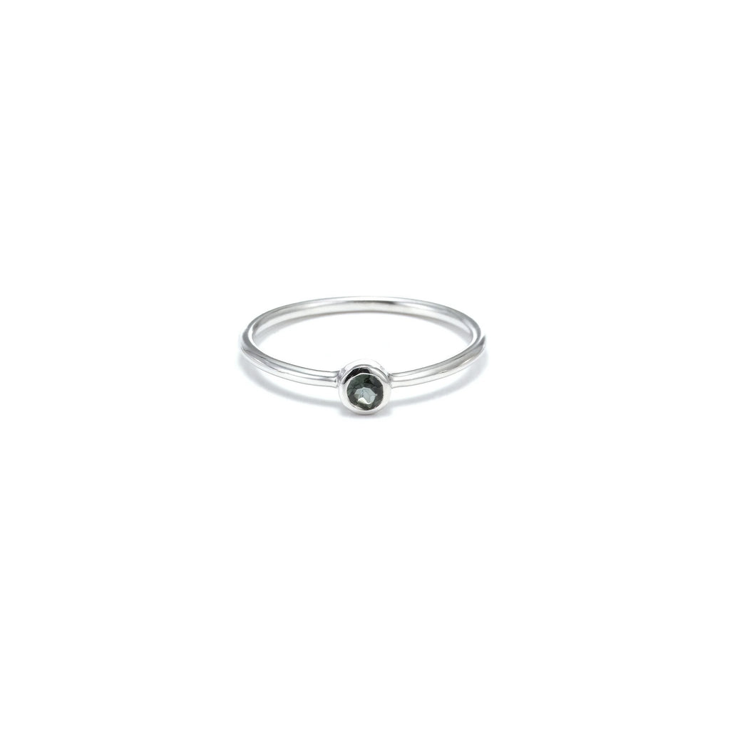 Pistil Ring Silver + Dark Green Tourmaline