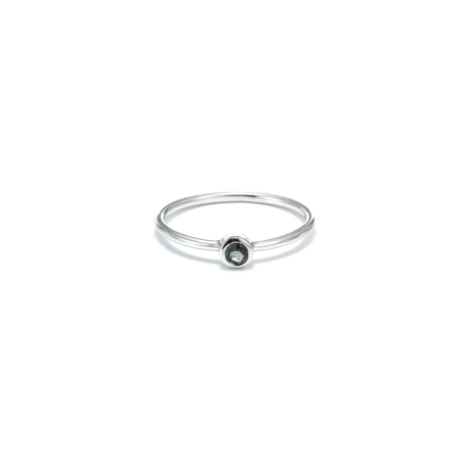 Pistil Ring Silver + Dark Green Tourmaline