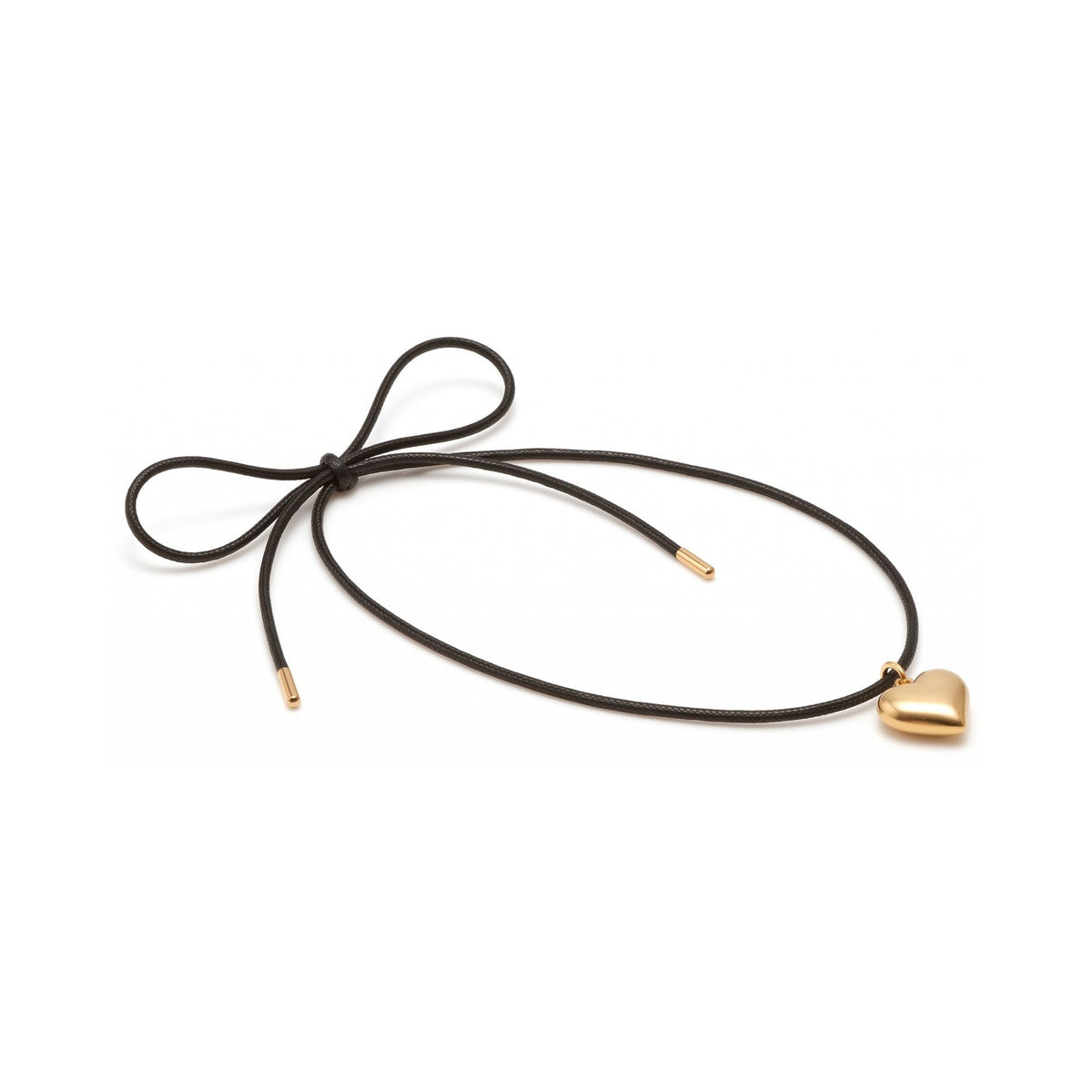 Bisous Cord Necklace Black + Gold