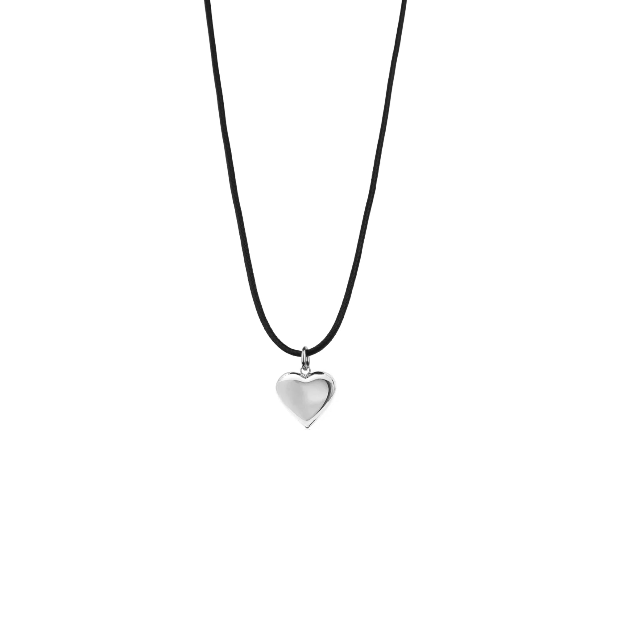 Bisous Cord Necklace Black + Silver