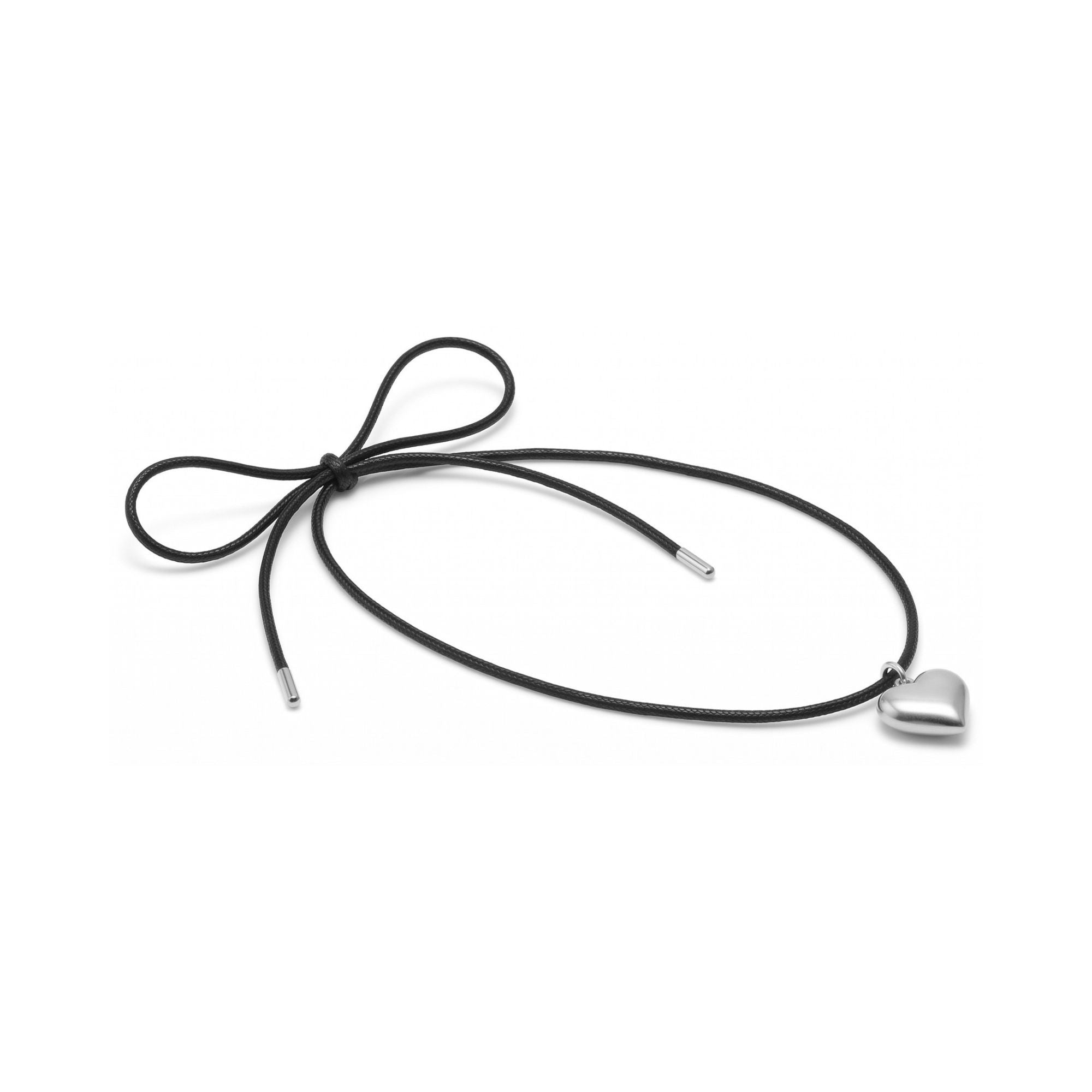 Bisous Cord Necklace Black + Silver
