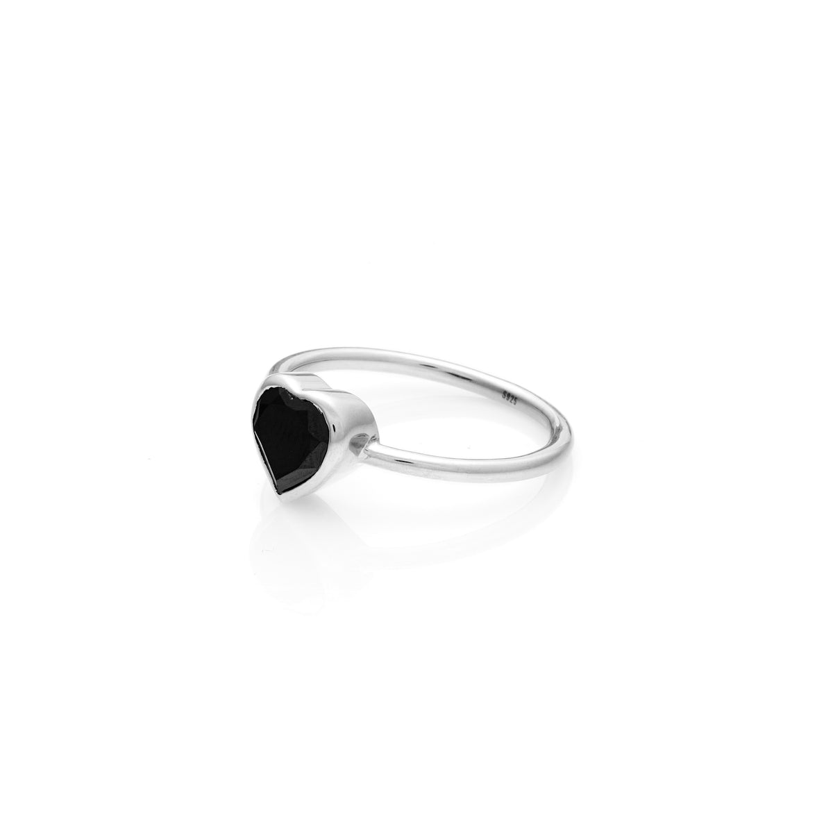 Silk & Steel Jewellery Aphrodite Ring - black spinel silver heart