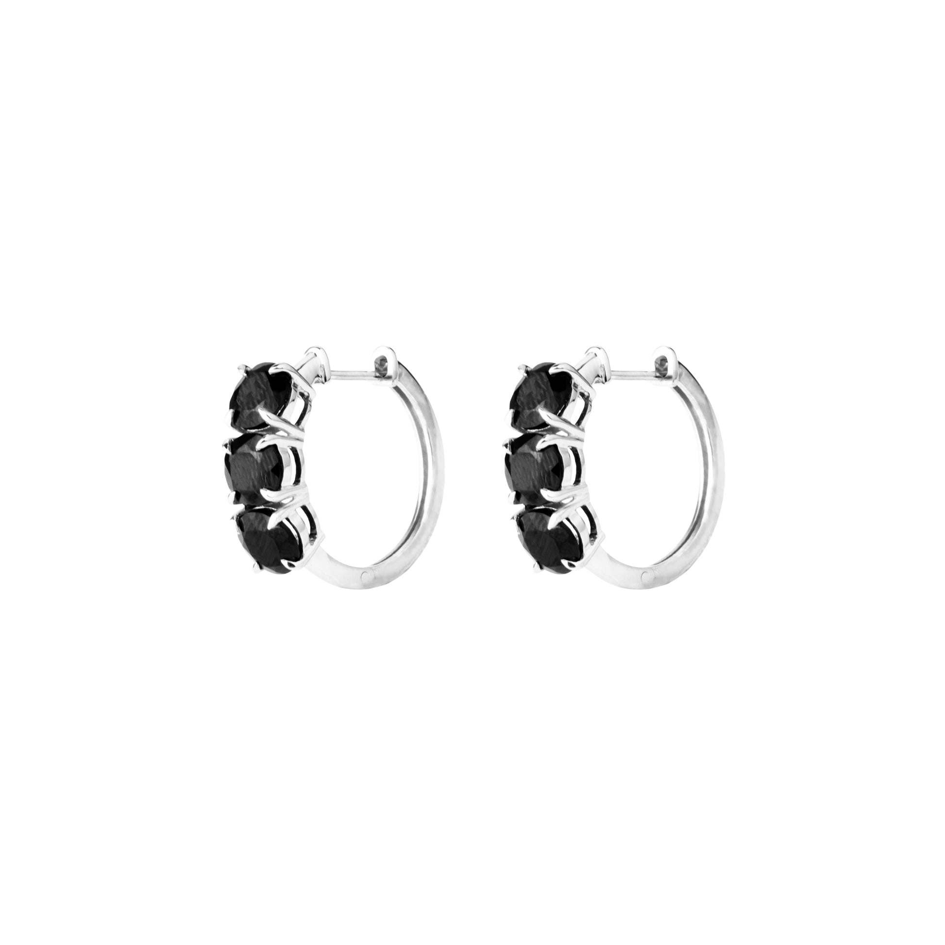 Nostalgia Trio Sleeper Hoops Black Spinel + Silver