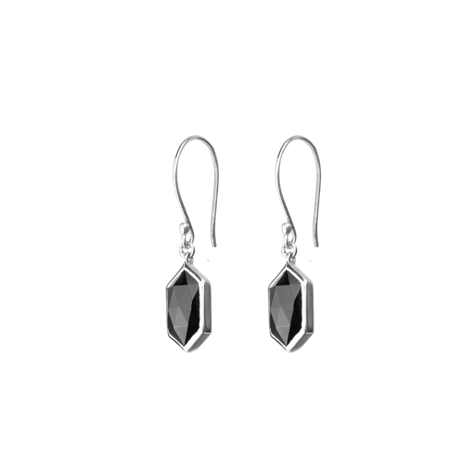 Drop Earrings Black Spinel + Silver