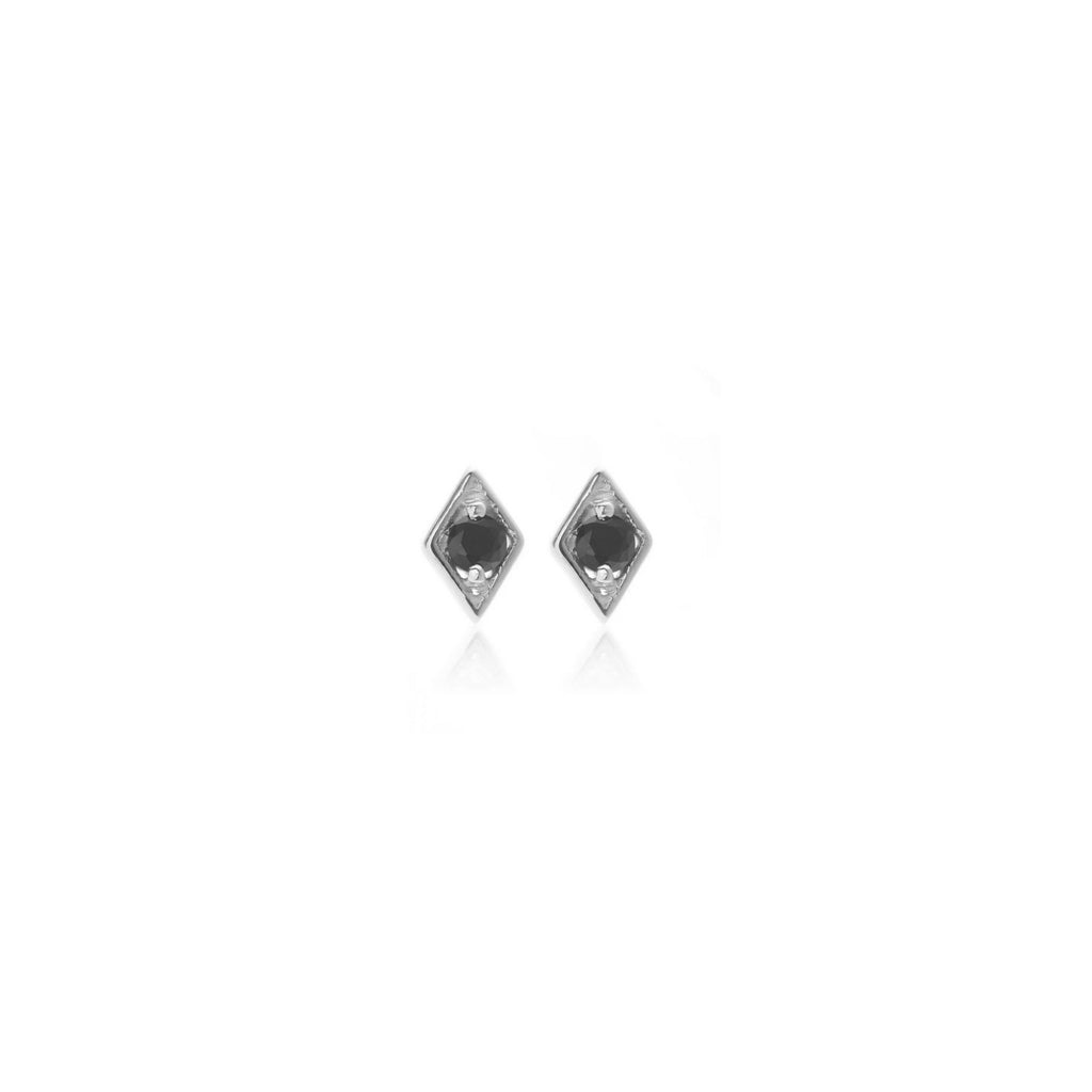 Silk & Steel Jewellery Superfine Keepsake Stud Black Spinel + Silver
