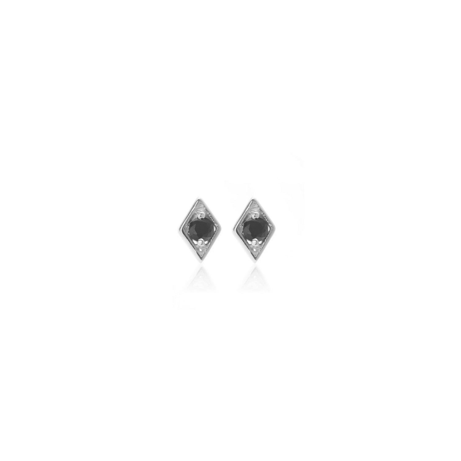 Silk & Steel Jewellery Superfine Keepsake Stud Black Spinel + Silver