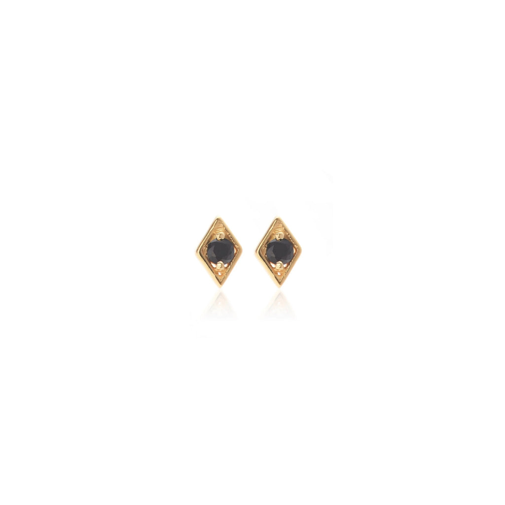 Silk & Steel Jewellery Superfine Keepsake Stud Black Spinel + 9ct Gold