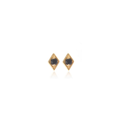 Silk & Steel Jewellery Superfine Keepsake Stud Black Spinel + 9ct Gold