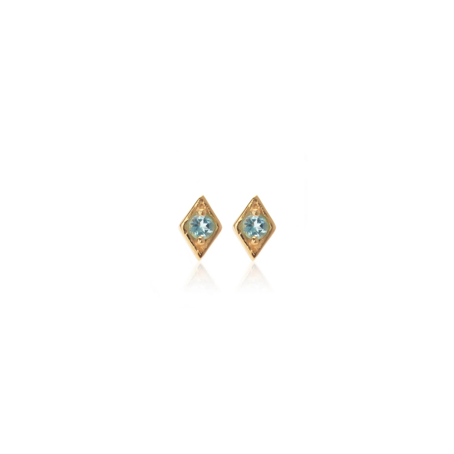 Silk & Steel Jewellery Superfine Keepsake Stud Blue Topaz + Gold