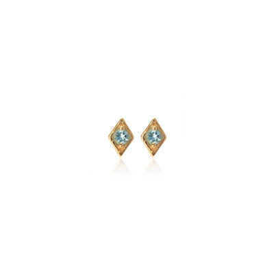 Silk & Steel Jewellery Superfine Keepsake Stud Blue Topaz + Gold