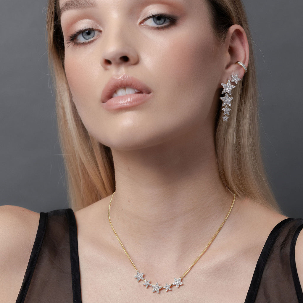 Etoile Star Necklace in 14k gold-plated sterling silver with Cubic Zirconias | Silk & Steel Jewellery