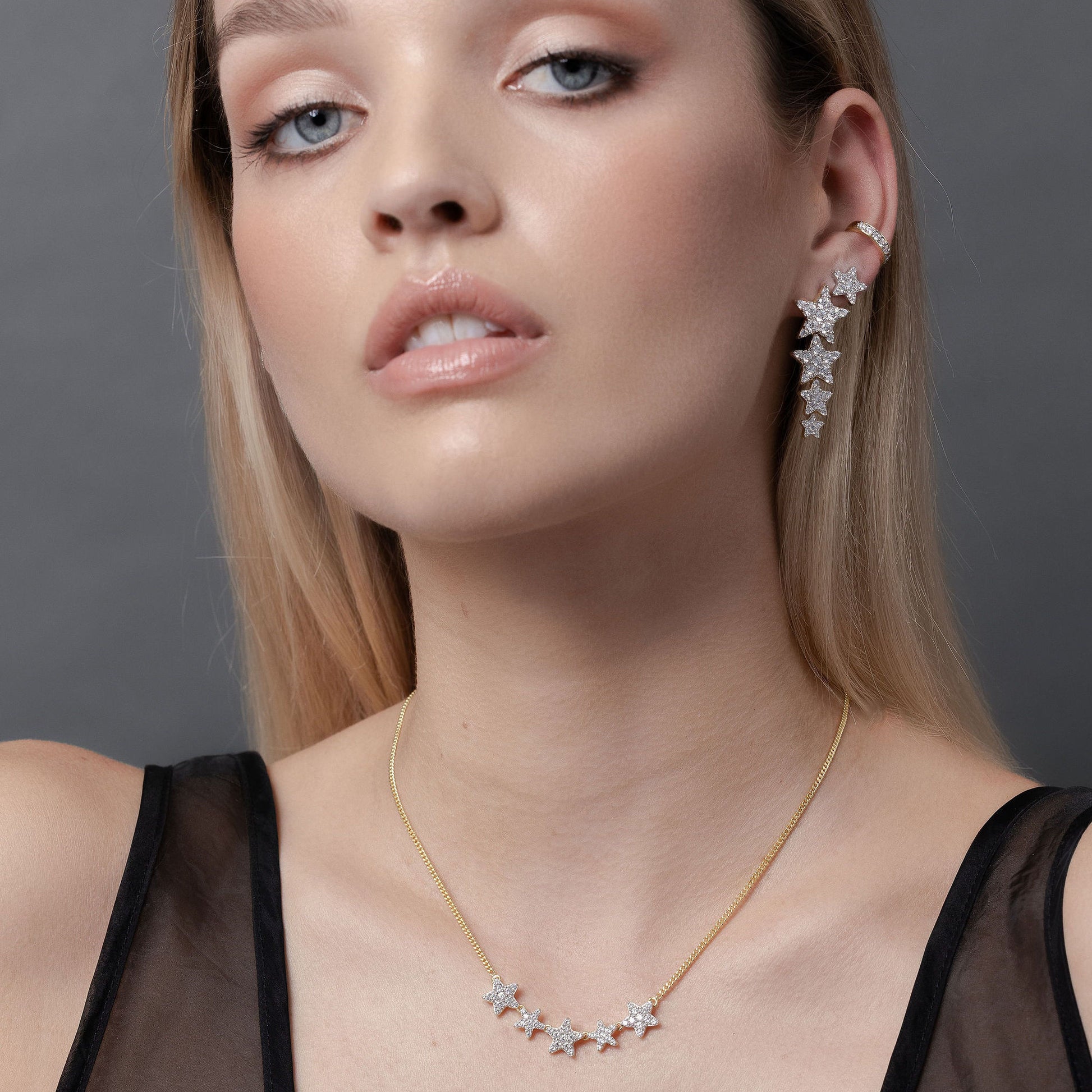 Etoile Star Necklace in 14k gold-plated sterling silver with Cubic Zirconias | Silk & Steel Jewellery