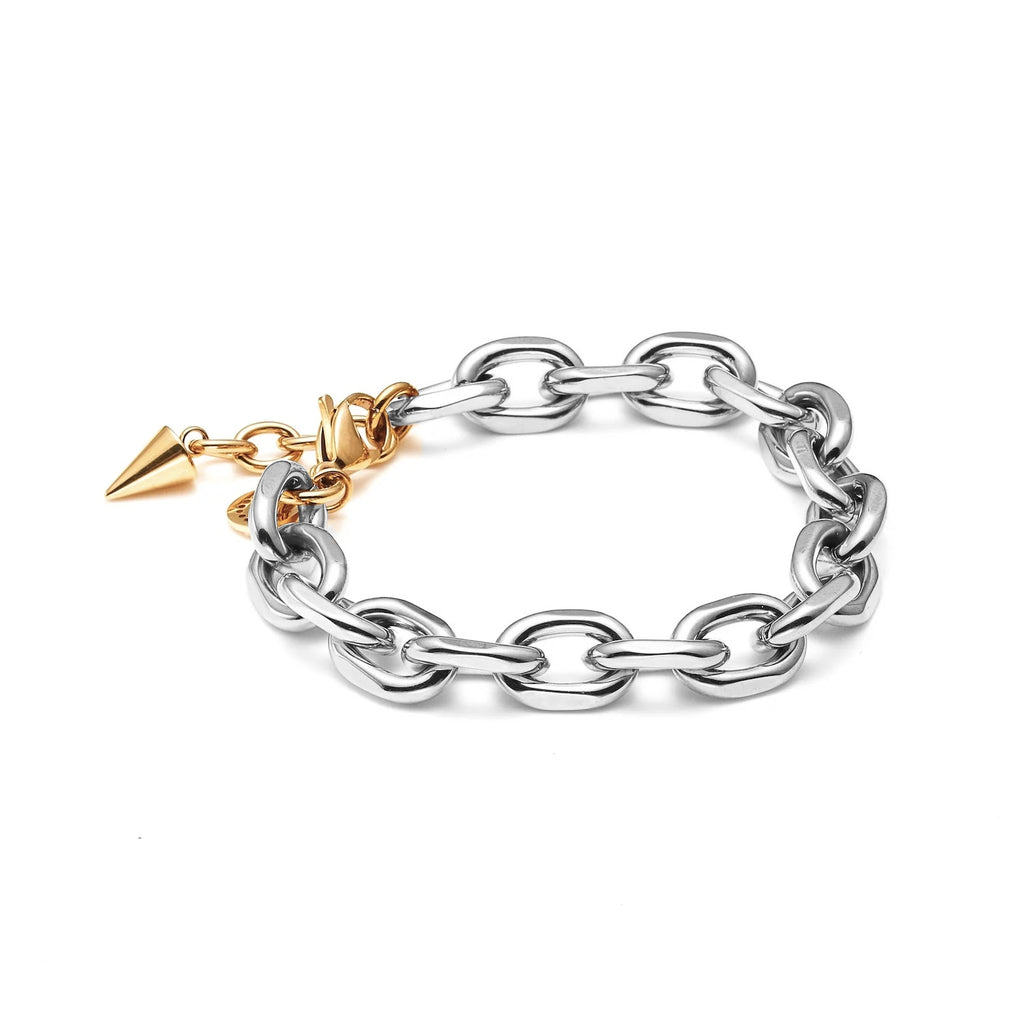 Forged Two-tone bracelet in 14k gold-plated stainless steel | Silk & Steel Jewellery