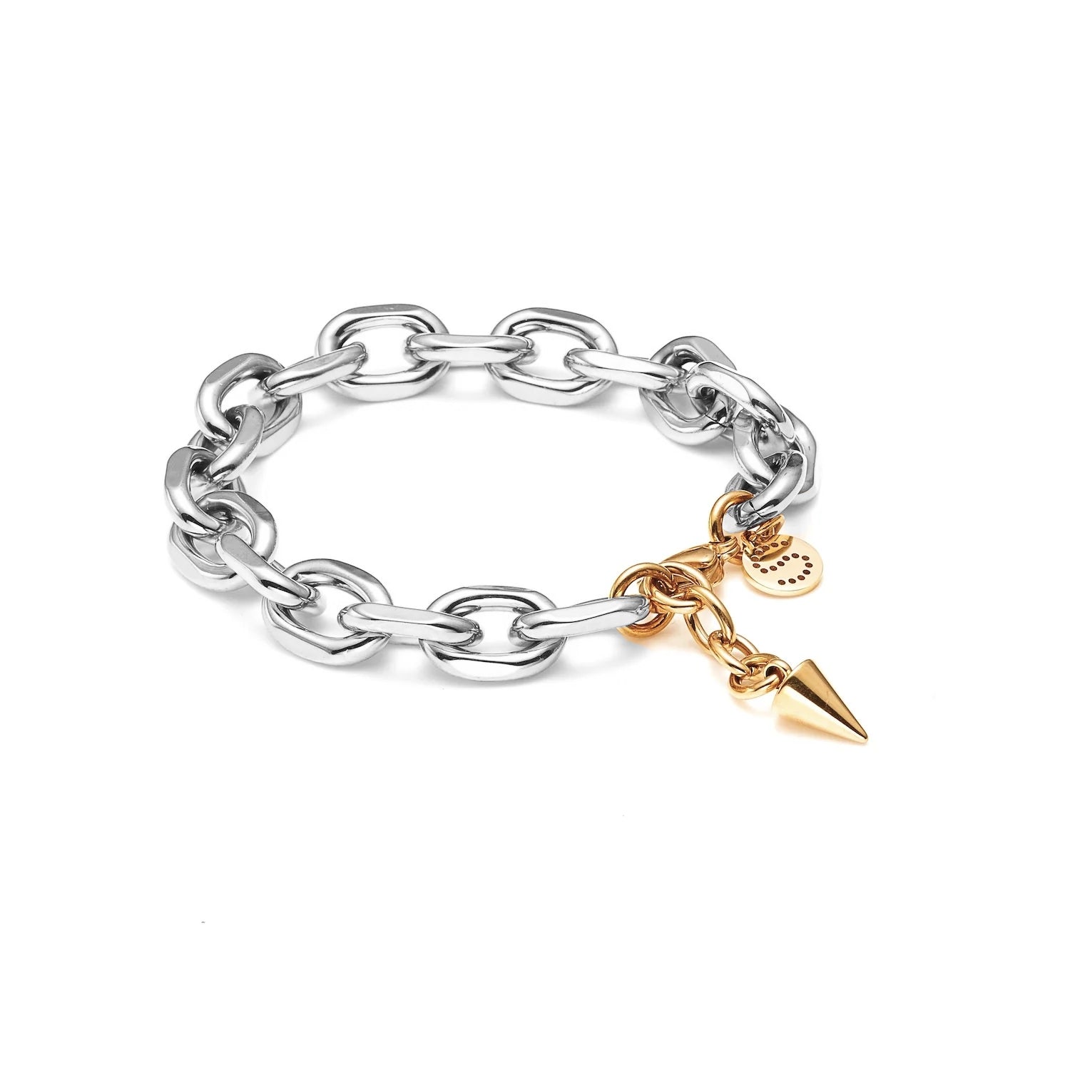 Forged Two-tone bracelet in 14k gold-plated stainless steel | Silk & Steel Jewellery