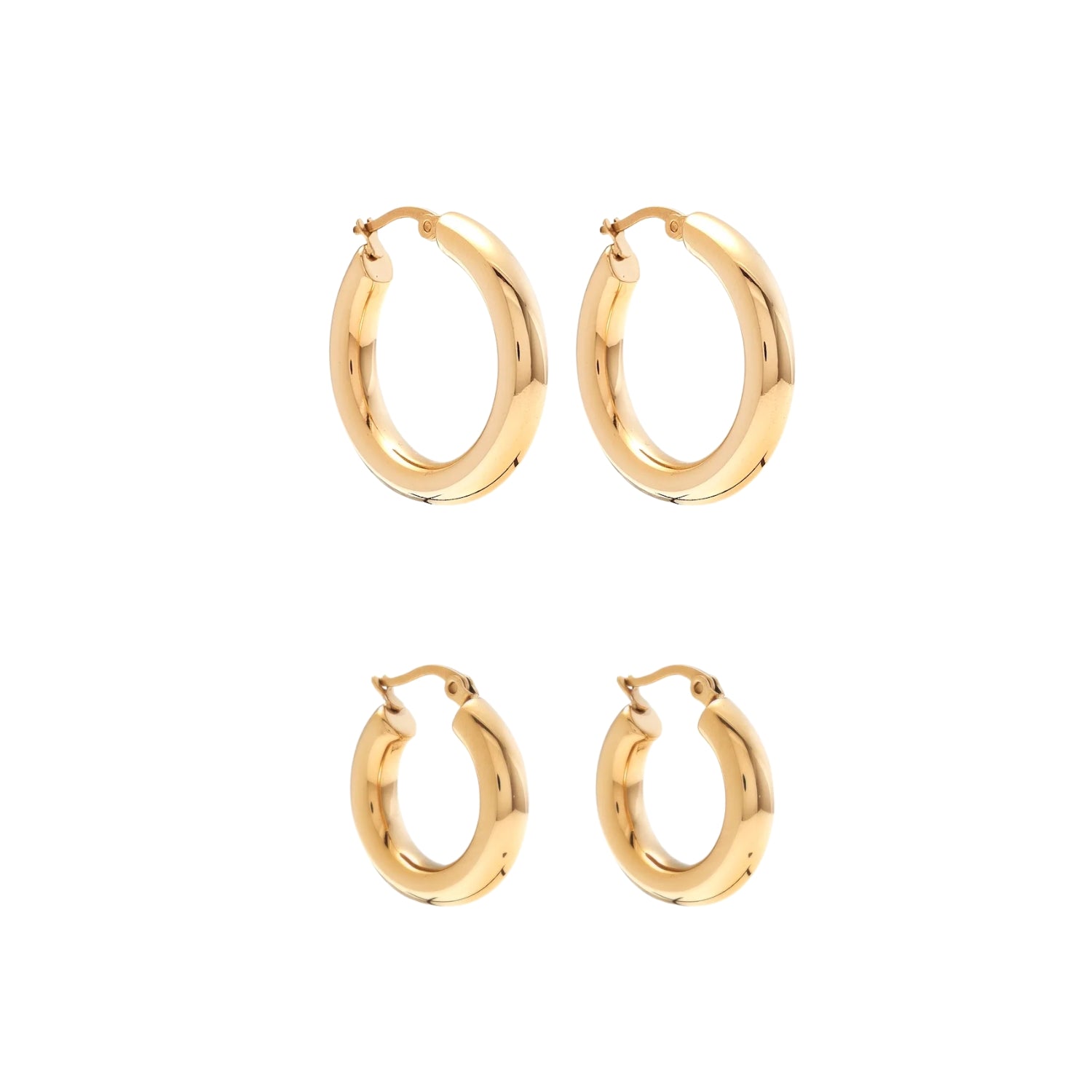 14k Gold-plated medium and large hoop earrings