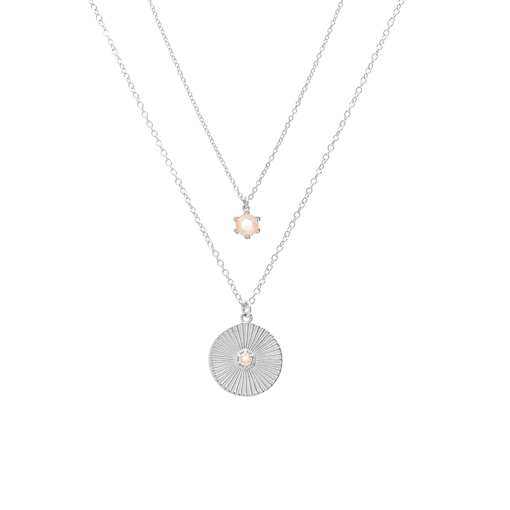 Jewellery Set in Sterling Silver with Rose Quartz | Silk & Steel Jewellery